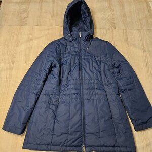 Lands End Blue Quilted Puffer Coat Womans Size S 6-8 WinterWear